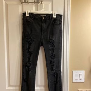 Forever 21, black ripped skinny jeans. Size 30